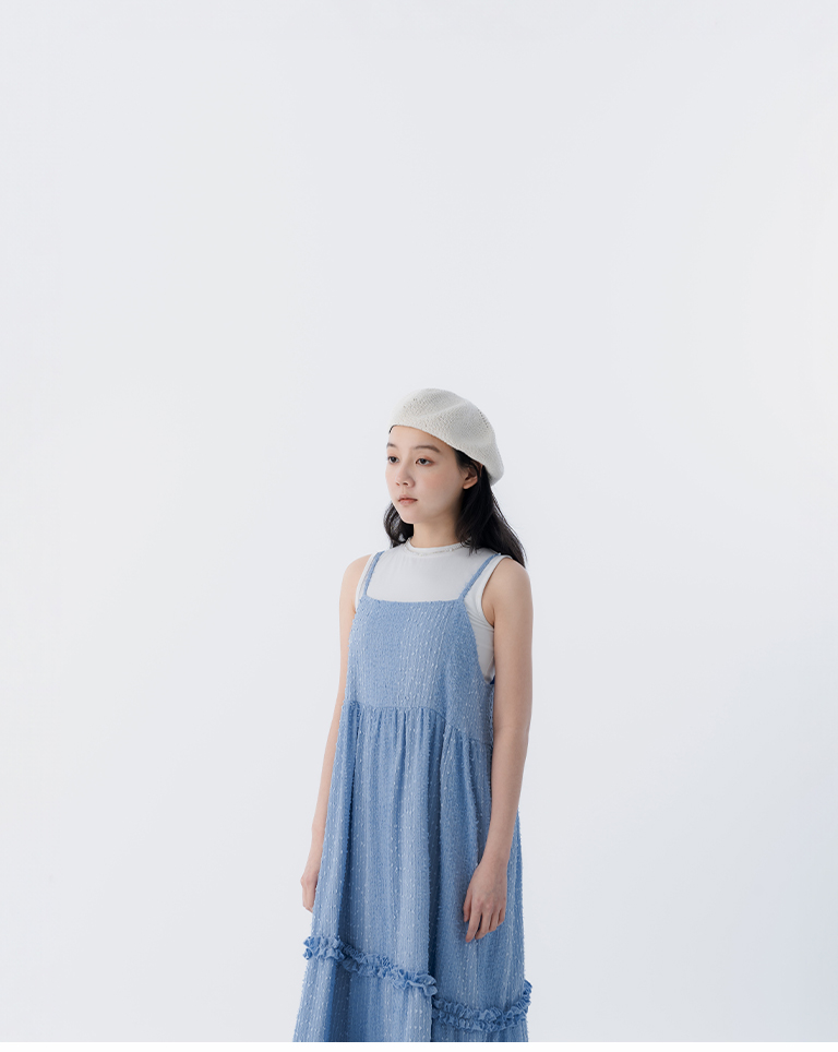 立体ジャカードフリルワンピ 3色展開