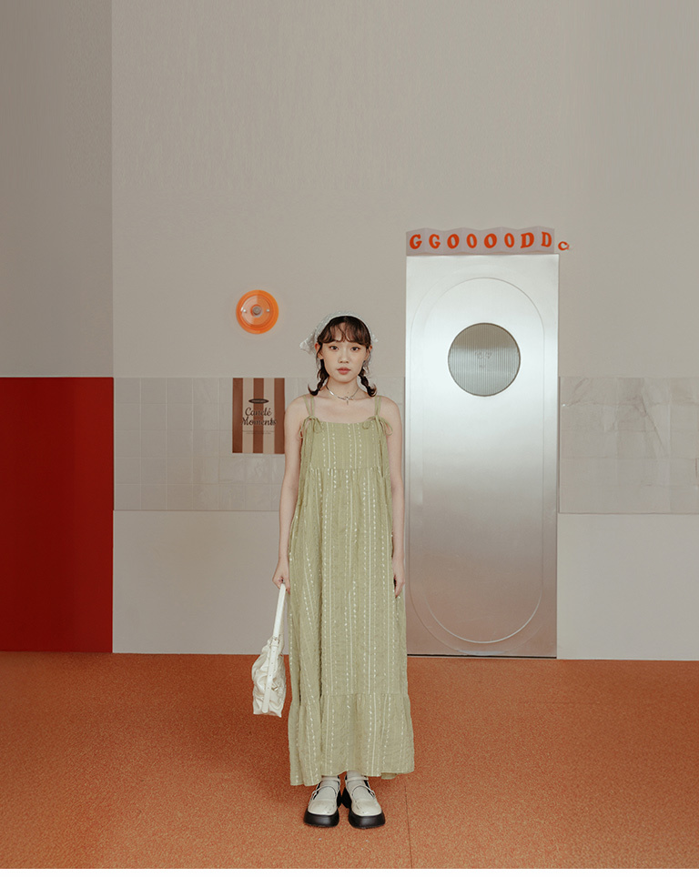 立体ジャカードキャミワンピース 3色展開