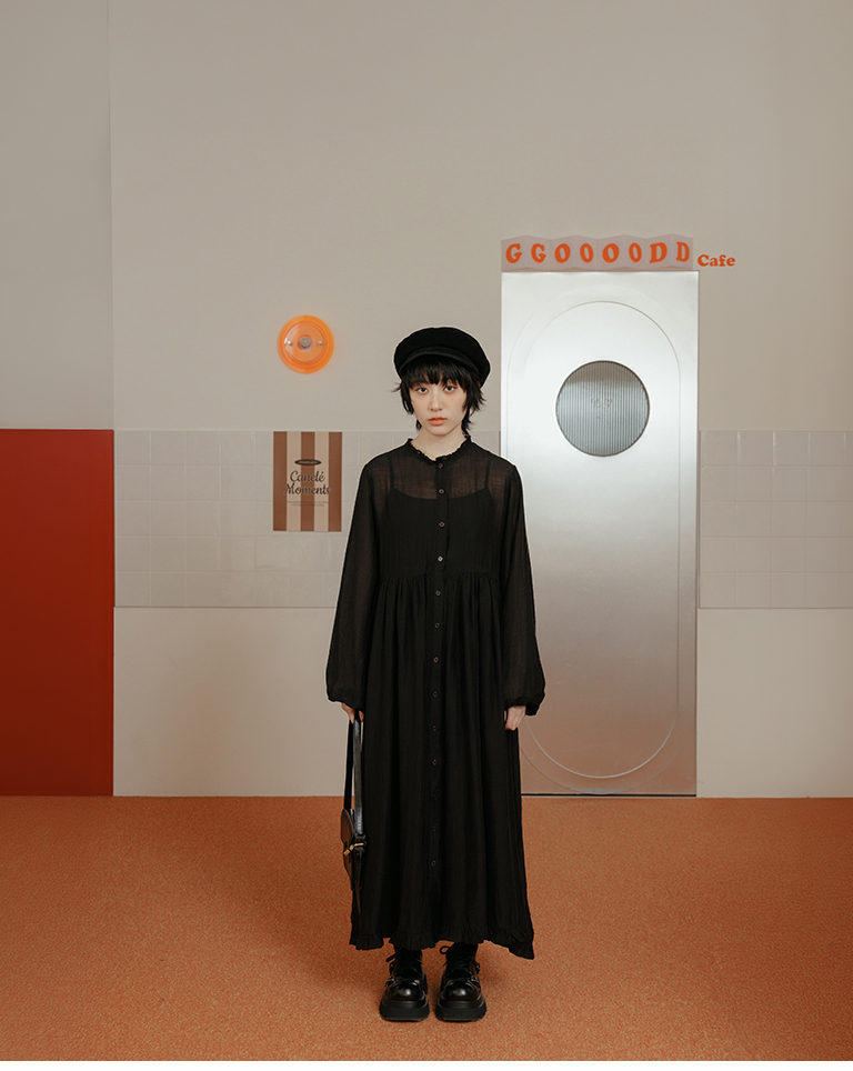 フリルカラーシアーセットワンピース 2色展開