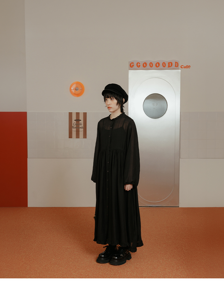 フリルカラーシアーセットワンピース 2色展開