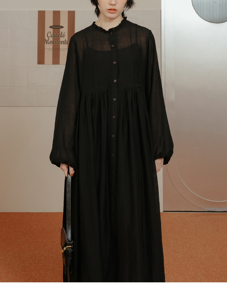 フリルカラーシアーセットワンピース 2色展開