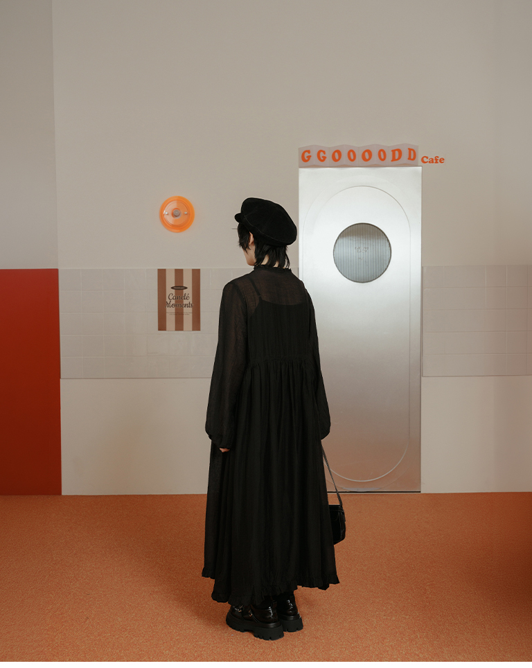 フリルカラーシアーセットワンピース 2色展開