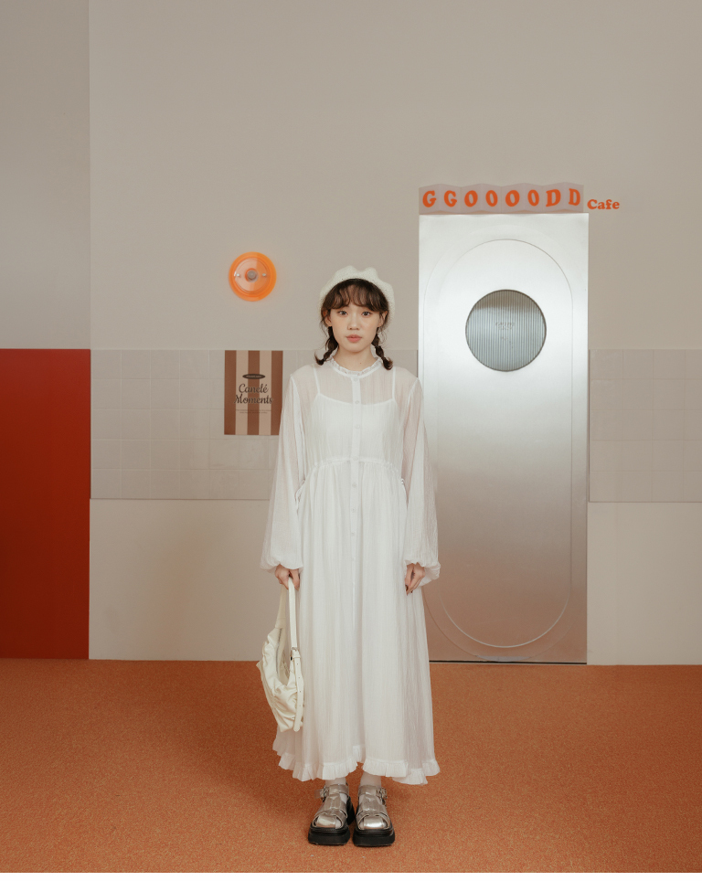 フリルカラーシアーセットワンピース 2色展開