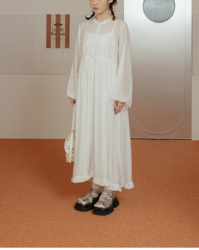 フリルカラーシアーセットワンピース 2色展開