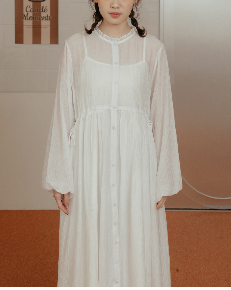 フリルカラーシアーセットワンピース 2色展開