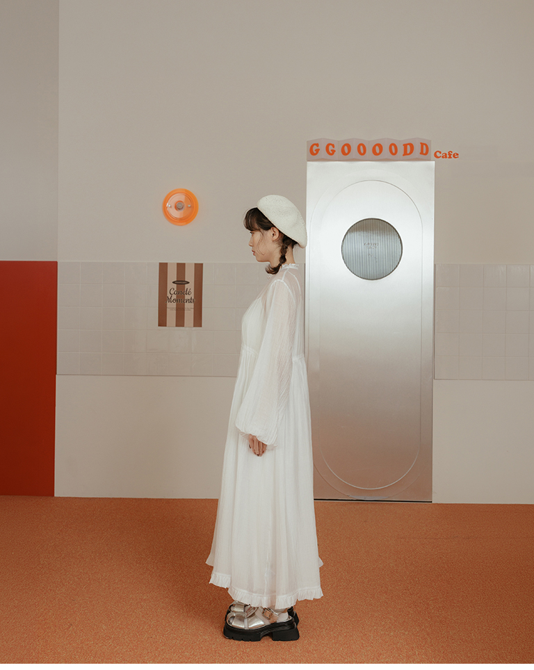 フリルカラーシアーセットワンピース 2色展開