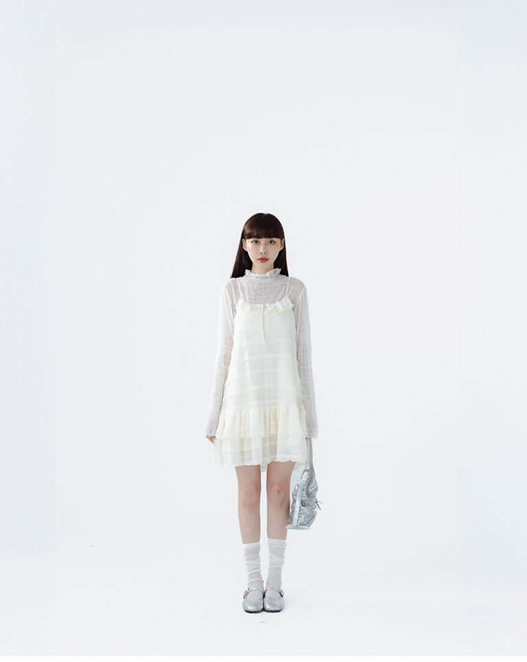 ティアードフリルジャカードキャミワンピース 3色展開