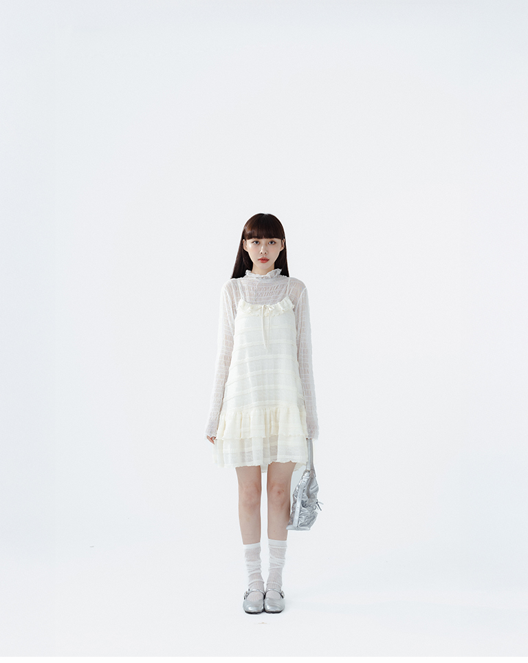ティアードフリルジャカードキャミワンピース 3色展開
