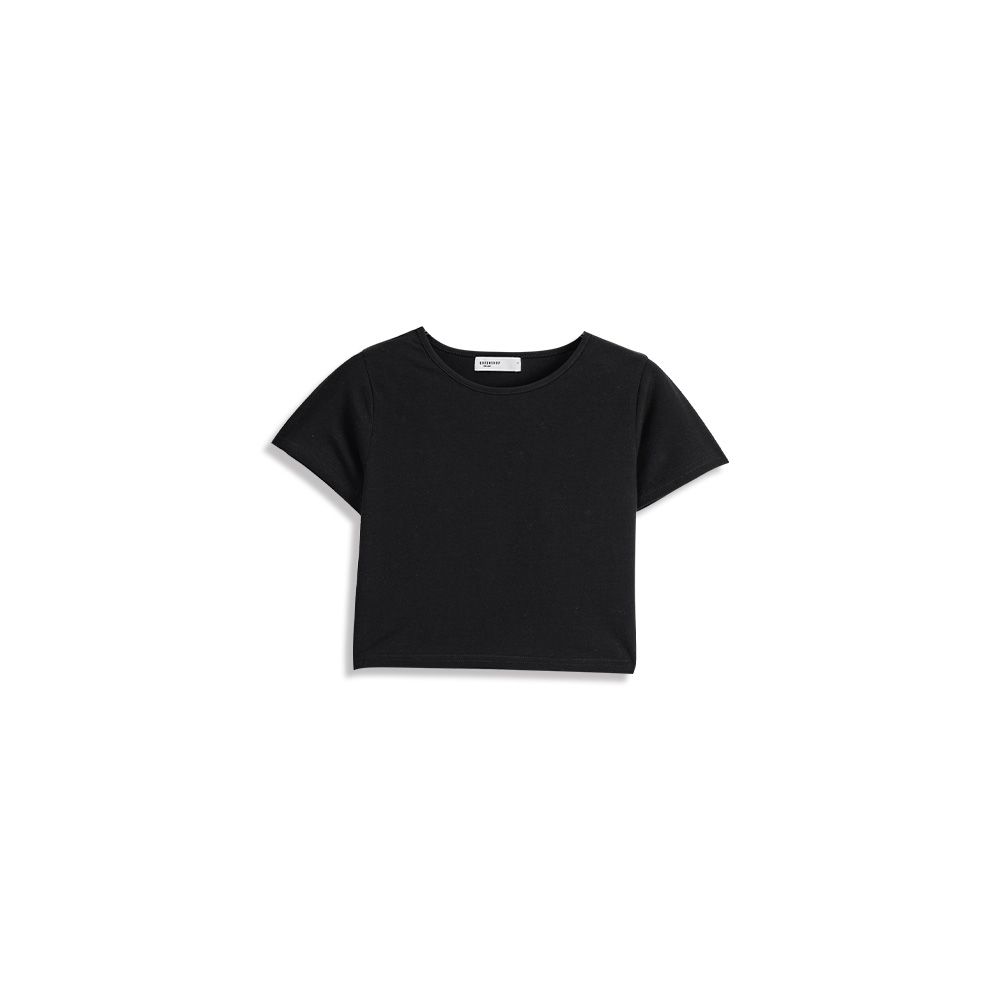無地ラウンドネックショートトップス 6色展開 S/M/L