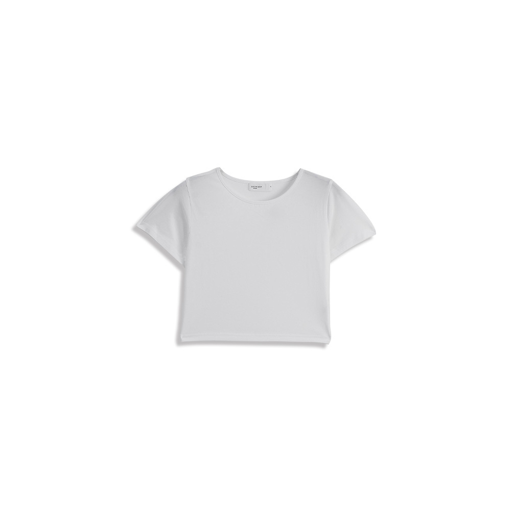 無地ラウンドネックショートトップス 6色展開 S/M/L