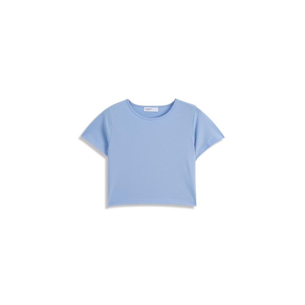無地ラウンドネックショートトップス 6色展開 S/M/L