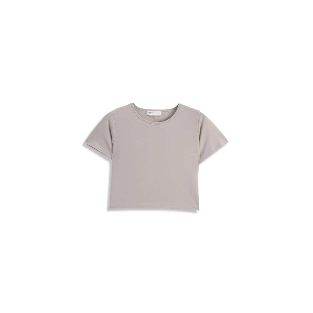 無地ラウンドネックショートトップス 6色展開 S/M/L