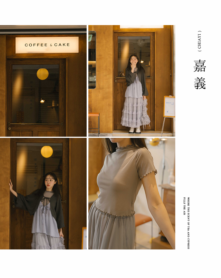 フリルシアーメッシュトップス 5色展開