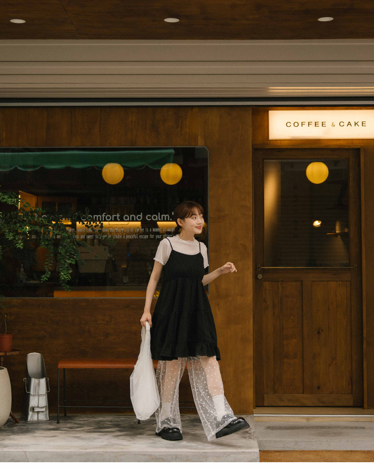 フリルシアーメッシュトップス 5色展開