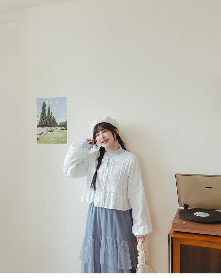 ボン付きフレアブラウス 2色展開