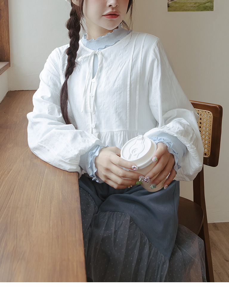 ボン付きフレアブラウス 2色展開