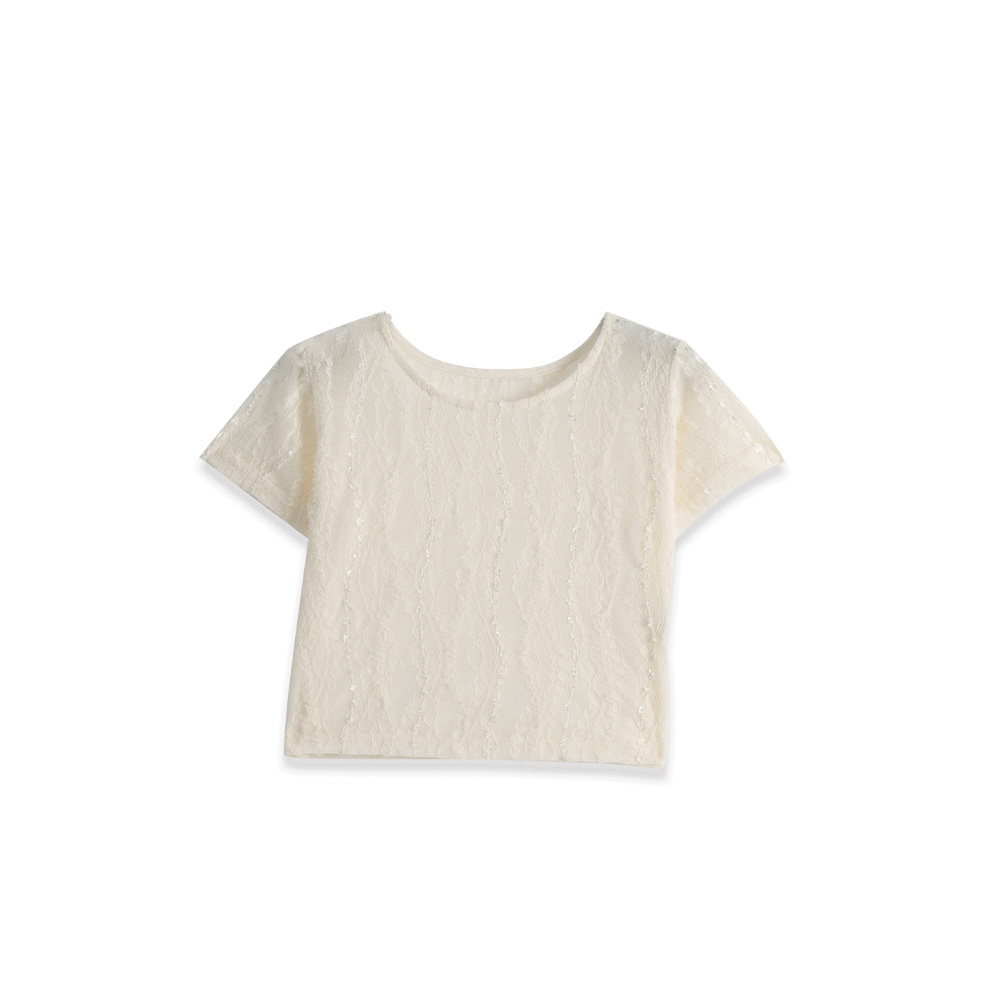 レースシアークロップドトップス 2色展開