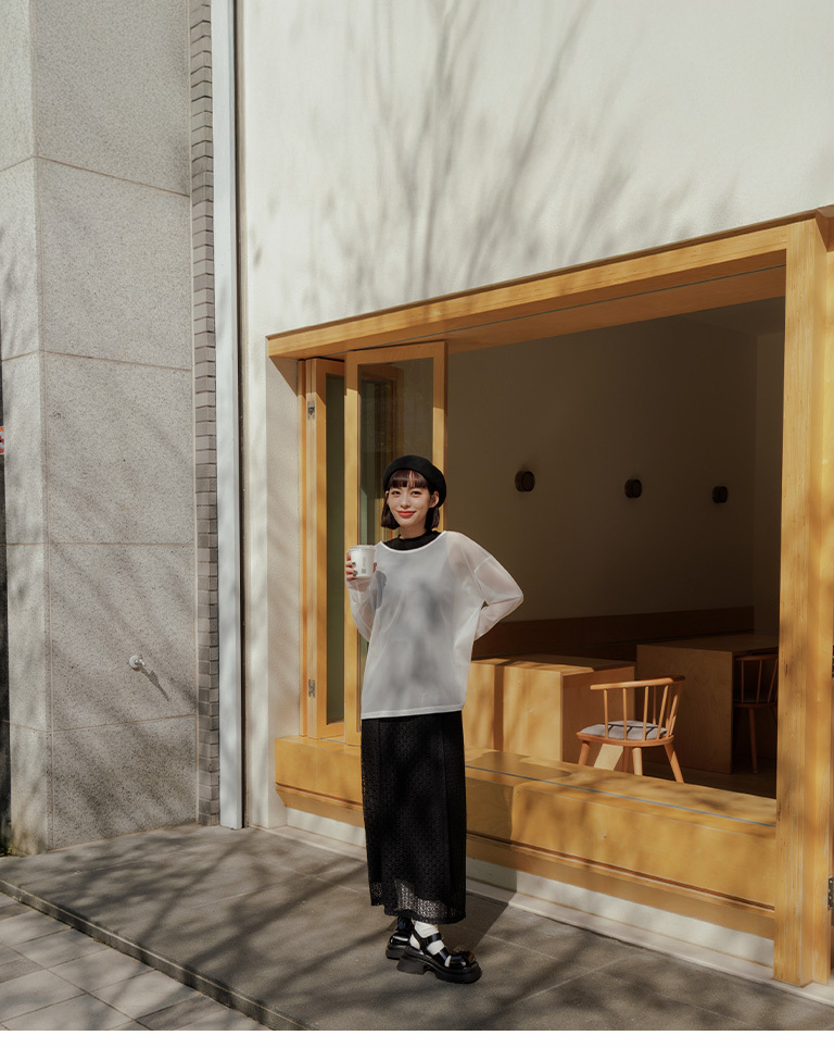 クルーネックオーバーシアートップス 三色展開 01098850