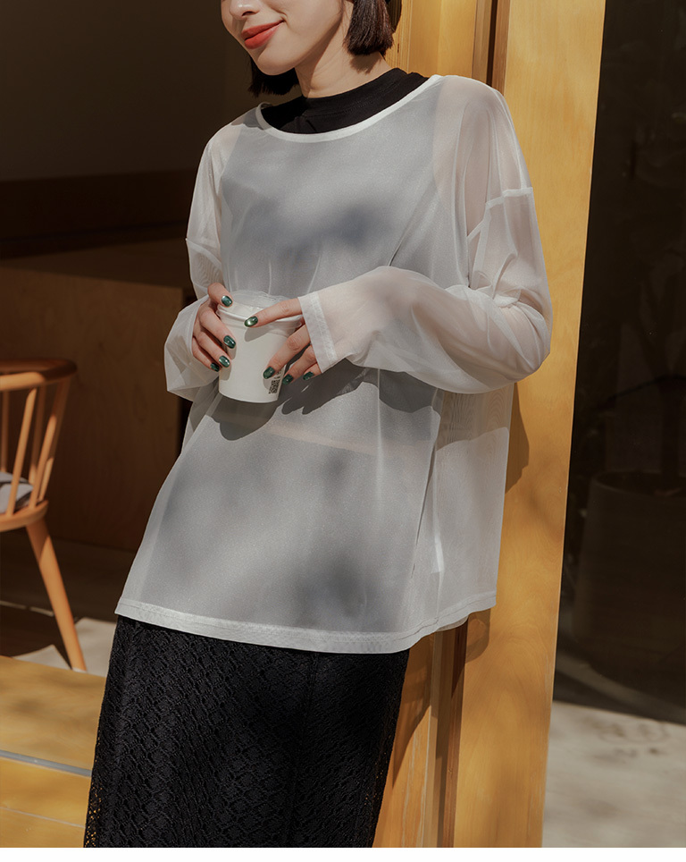 クルーネックオーバーシアートップス 三色展開 01098850