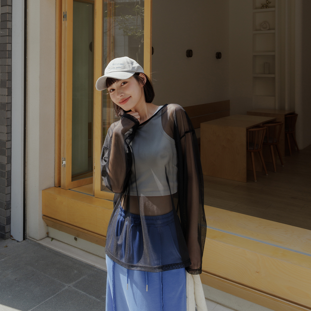 クルーネックオーバーシアートップス 三色展開 01098850