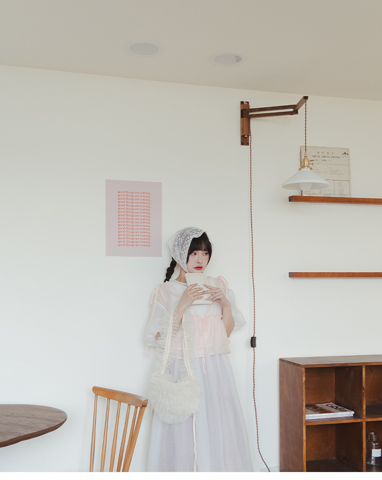 パフスリーブシアーロングワンピ 3色展開