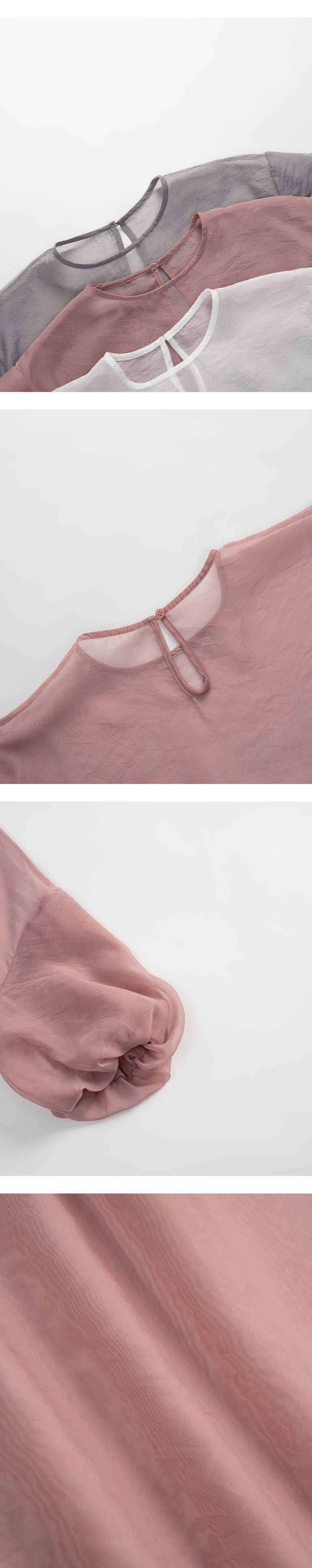 パフスリーブシアーロングワンピ 3色展開