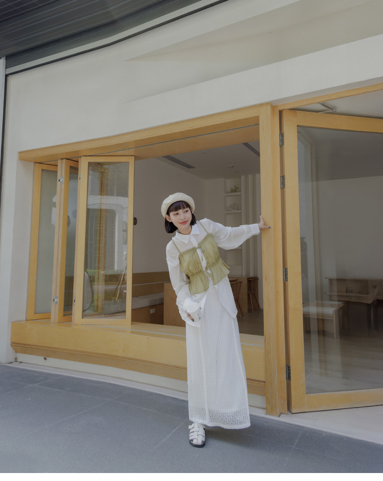 光沢フリルキャミソール 四色展開 01098869