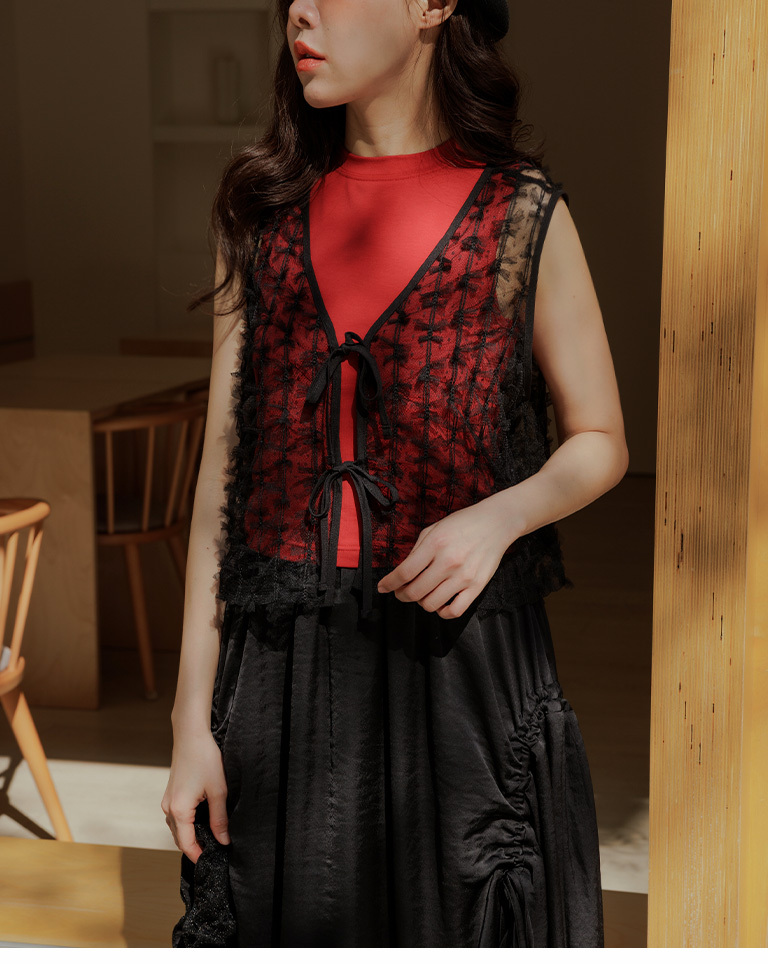 リボンレースシアーベスト 二色展開 01098873