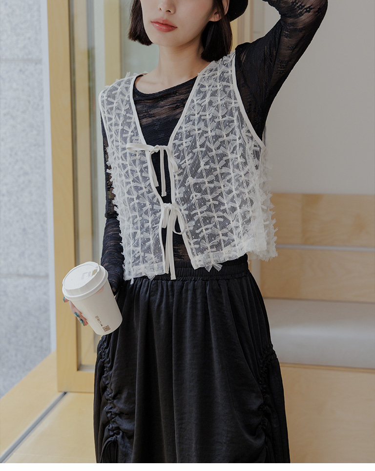 リボンレースシアーベスト 二色展開 01098873