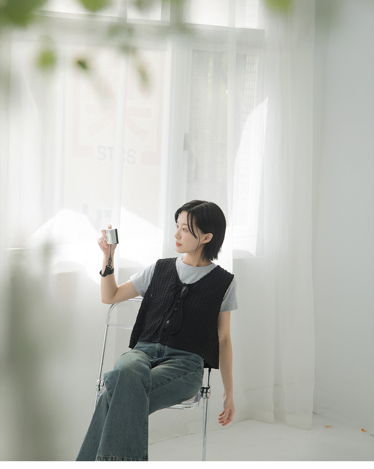 不見的貨--ジャガードリボンベスト 4色展開