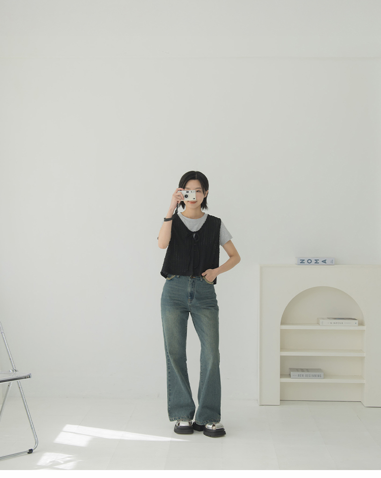 不見的貨--ジャガードリボンベスト 4色展開