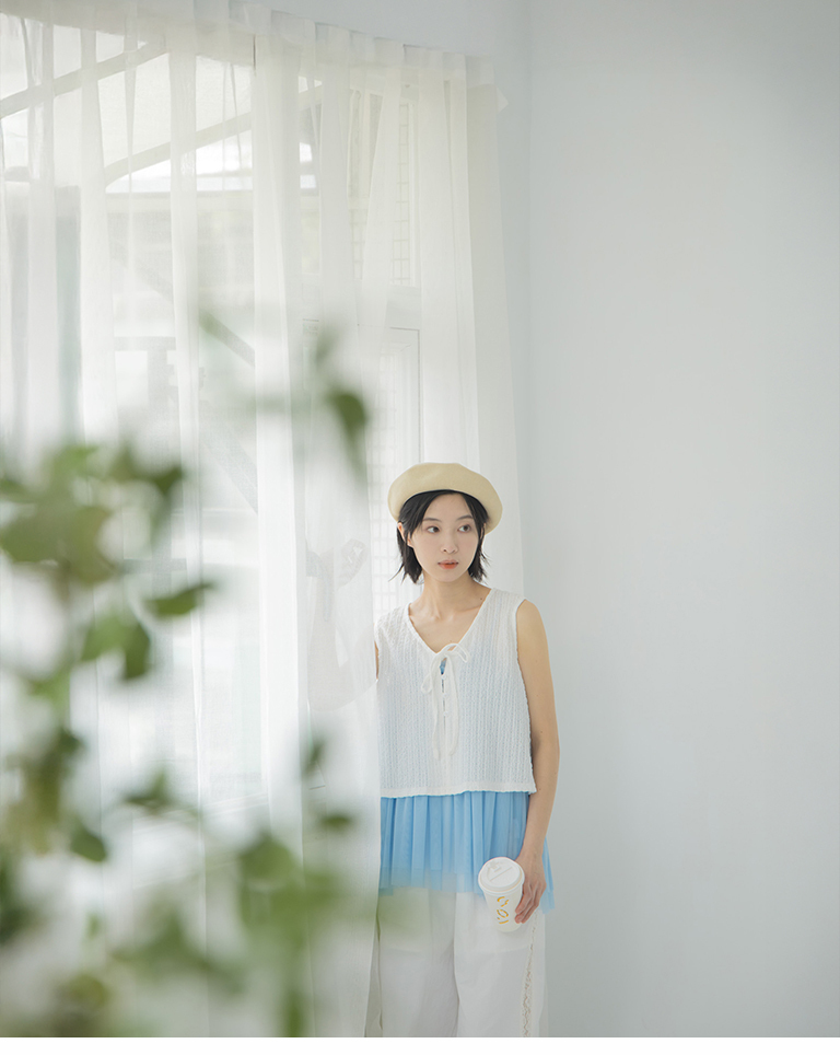 不見的貨--ジャガードリボンベスト 4色展開