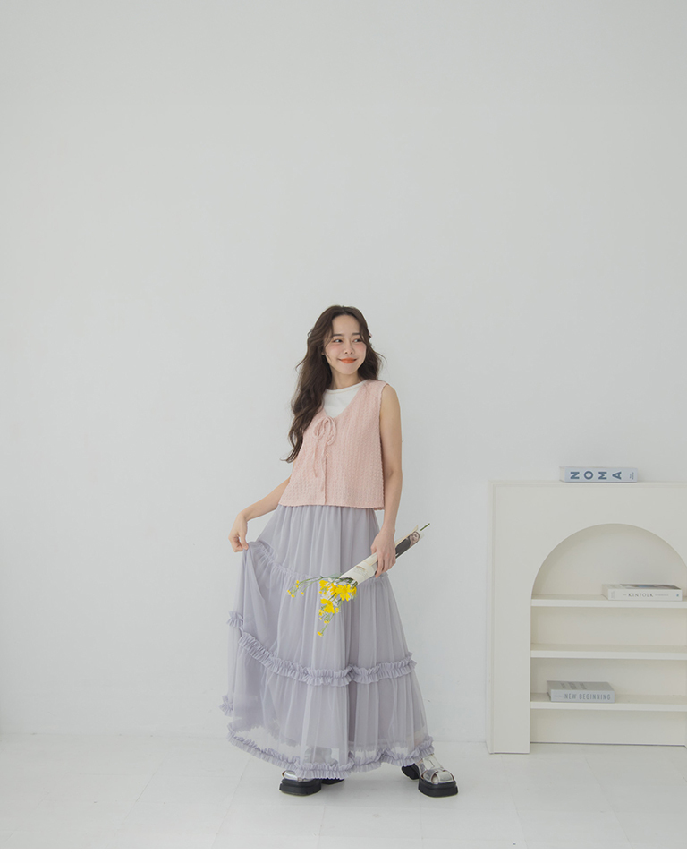 不見的貨--ジャガードリボンベスト 4色展開