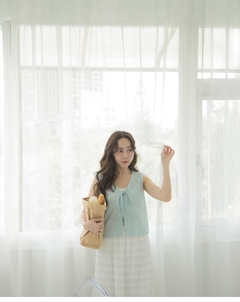 不見的貨--ジャガードリボンベスト 4色展開