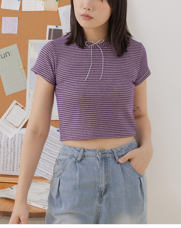 ボーダークロップドTシャツ  2色展開