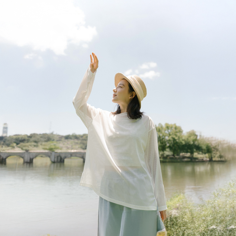 ストライプシアートップス 2色展開
