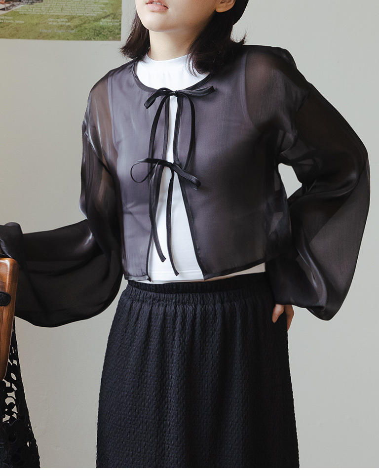 シアーダブルリボンカーディガン 2色展開