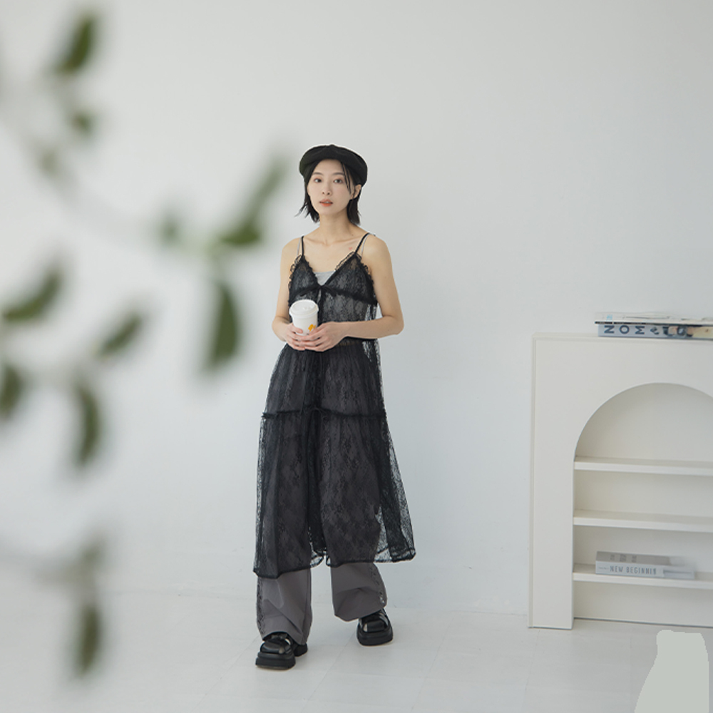 リボンレースキャミワンピース 2色展開