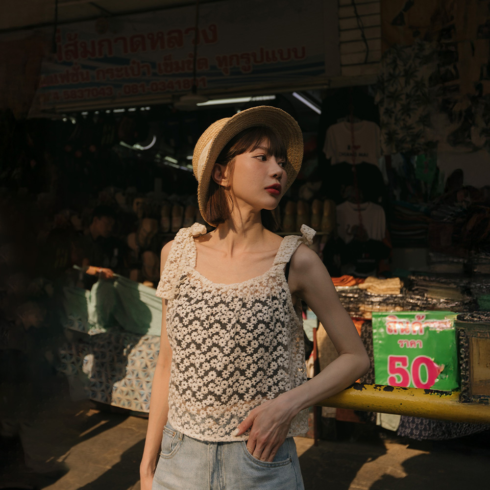 花柄シアーキャミビスチェ