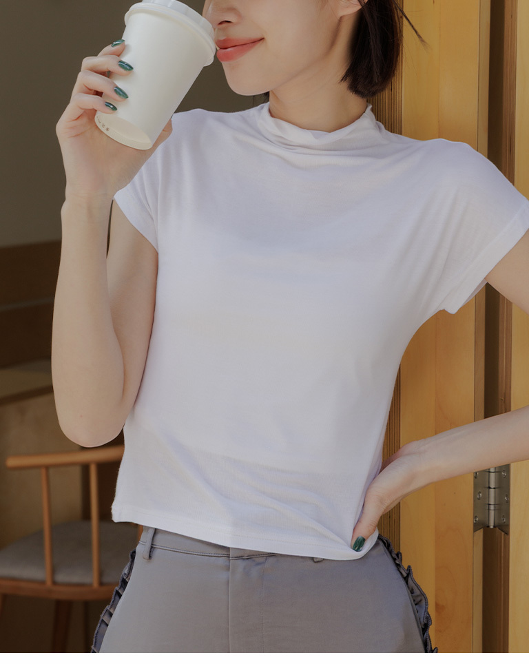 モックネック半袖カットソー 三色展開 01098970