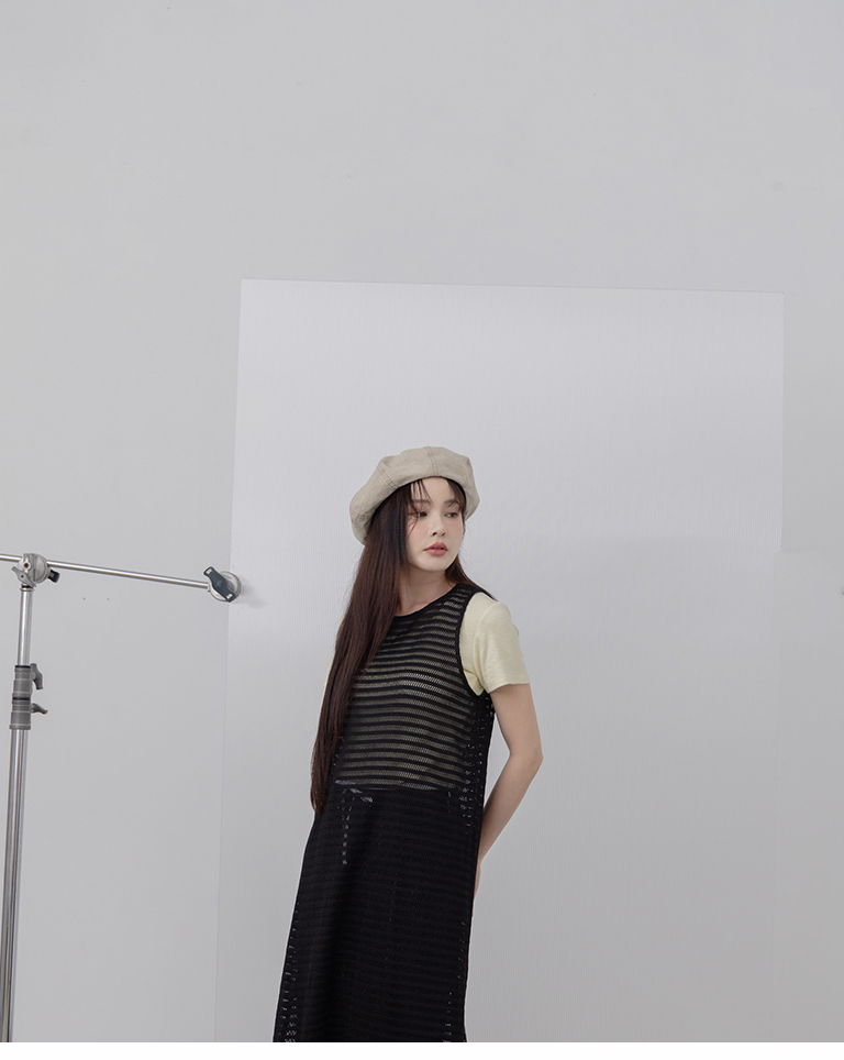 メッシュバックスリットロングベスト 2色展開