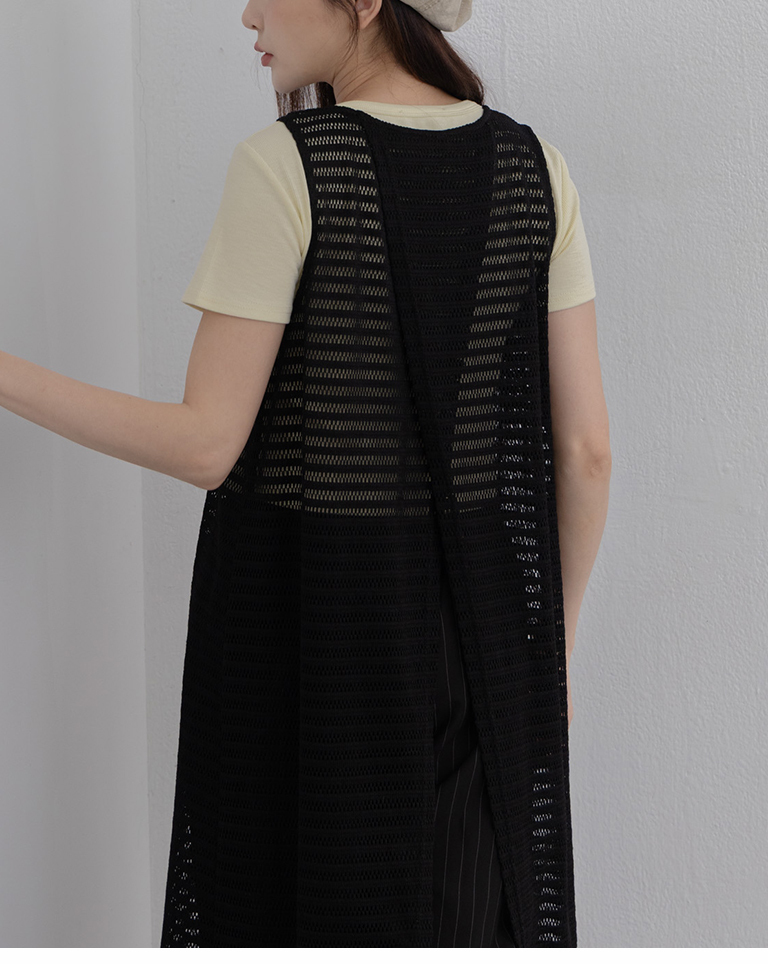 メッシュバックスリットロングベスト 2色展開