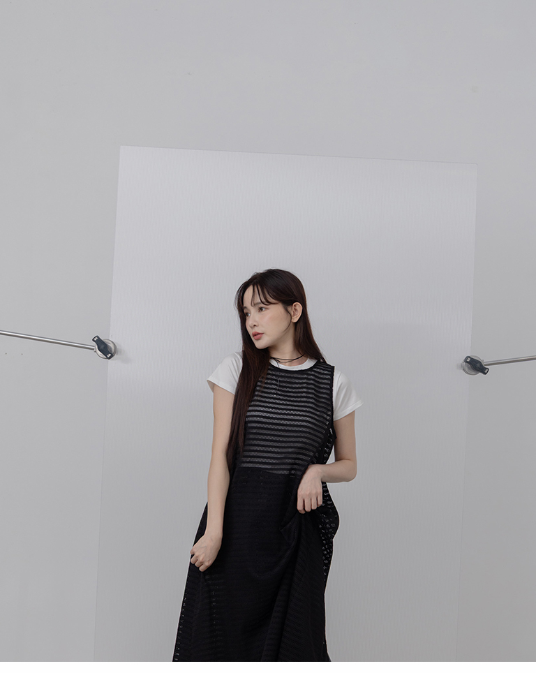 メッシュバックスリットロングベスト 2色展開