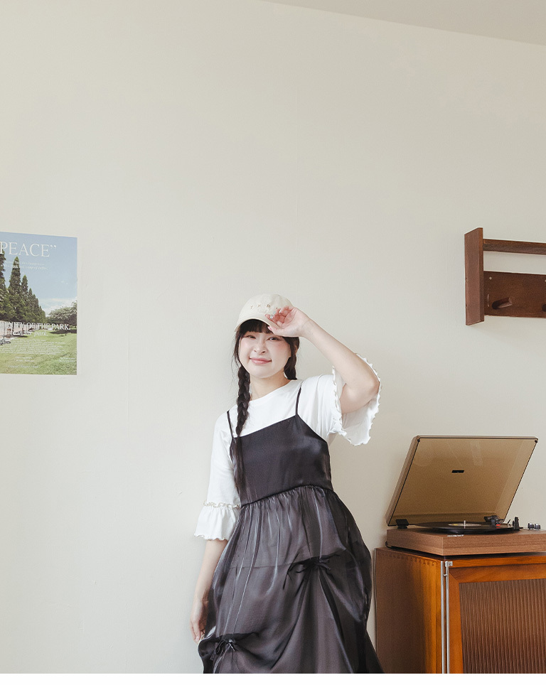 バイカラーフリルスリーブトップス 2色展開