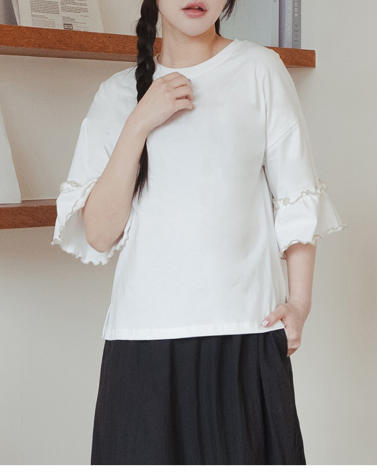 バイカラーフリルスリーブトップス 2色展開