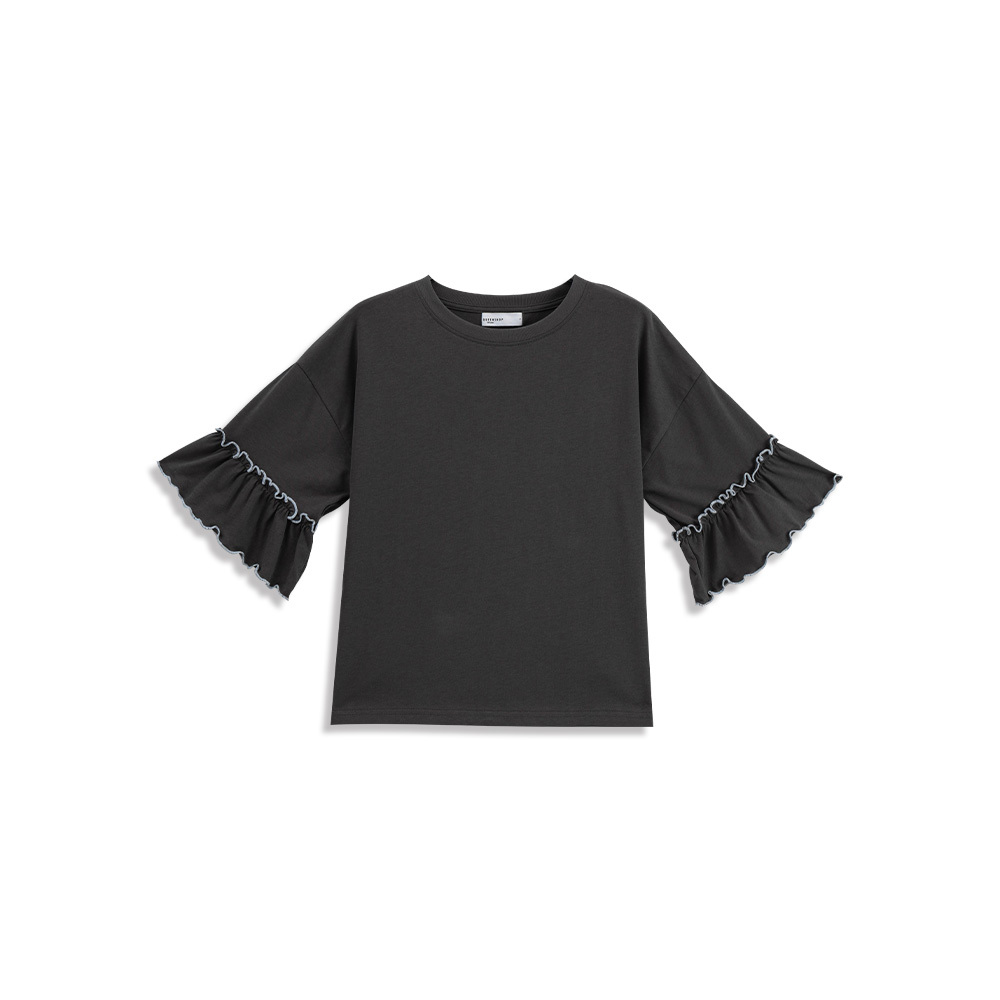 バイカラーフリルスリーブトップス 2色展開