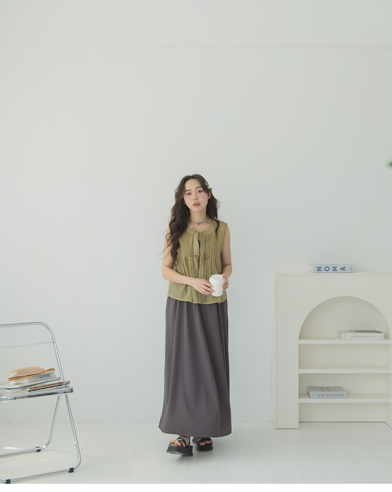 プリーツノースリーブトップス 3色展開