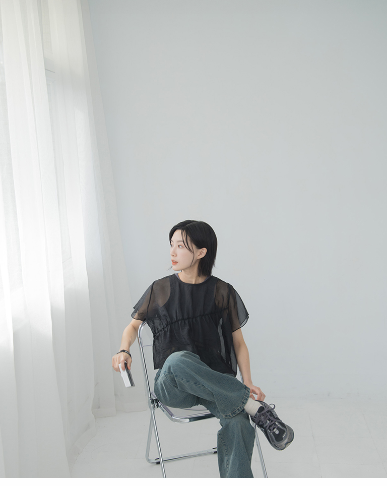 シアーメッシュプリーツトップス 3色展開