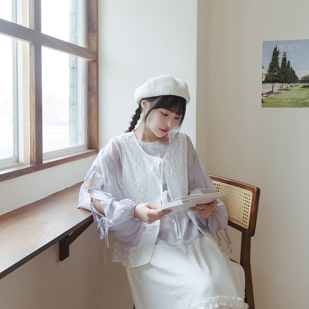 ジャカードダブルリボンベスト