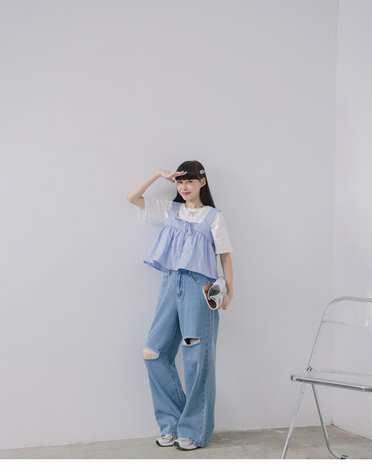 フリルクロップドTシャツ 2色展開